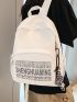 Letter Print Classic Backpack With Bag Charm