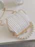 Mini Pearl Strap Ruched Detail Square Bag