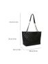 Quilted Detail Chain Shoulder Tote Bag