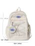 Drawstring & Patch Detail Classic Backpack With Coin Purse