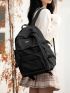 Minimalist Letter Print Functional Backpack