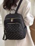 Quilted Studded Decor Functional Backpack