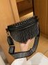 Studded Decor Fringe Trim Waist Bag