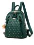 Studded & Pom Pom Decor Functional Backpack