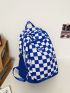 Men Plaid Pattern Letter Patch Functional Backpack