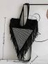 Rhinestone Decor Fringe Trim Shoulder Tote Bag