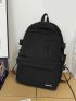 Men Letter Patch Functional Backpack