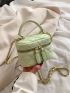 Mini Quilted Chain Crossbody Bag, Fashion PU Bucket Bag, Women's Top Handle Purse (5.51 X 3.54 X 3.54) Inch