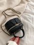 Mini Quilted Pattern Chain Bucket Bag