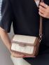 Geometric Embossed Flap Square Bag