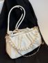 Faux Pearl Decor Ruched Bag