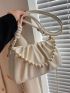 Faux Pearl Decor Ruched Bag