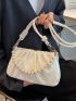 Faux Pearl Decor Ruched Bag