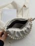 Faux Pearl Decor Ruched Bag