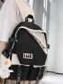 Letter Graphic Functional Backpack With Bag Charm