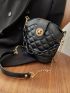 Mini Quilted Pattern Chain Bucket Bag