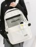 Letter Graphic Functional Backpack With Bag Charm