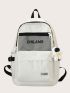 Letter Graphic Functional Backpack With Bag Charm