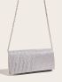 Mini Glitter Ruched Detail Flap Square Bag