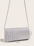 Mini Glitter Ruched Detail Flap Square Bag