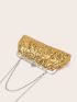 Mini Sequin Decor Chain Ruched Bag