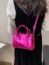 Mini Neon Pink Chevron Quilted Square Bag