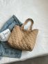 Quilted Detail Shoulder Tote Bag