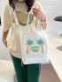 Coconut Tree & Letter Graphic Shopper Bag