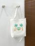 Coconut Tree & Letter Graphic Shopper Bag