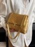 Metallic Chevron Quilted Flap Chain Square Bag