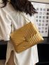 Metallic Chevron Quilted Flap Chain Square Bag