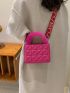 Mini Neon Pink Quilted Fluffy Handle Square Bag