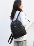 Studded Decor Quilted Functional Backpack