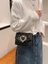 Mini Heart Decor Quilted Flap Square Bag