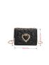 Mini Heart Decor Quilted Flap Square Bag