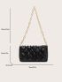 Quilted Pattern Ruched Detail Chain Ruched Bag