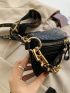 Mini Crocodile Embossed Metal & Chain Decor Waist Bag