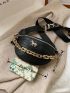 Mini Crocodile Embossed Metal & Chain Decor Waist Bag