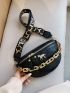 Mini Crocodile Embossed Metal & Chain Decor Waist Bag