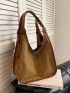 Contrast Binding Hobo Bag