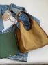 Contrast Binding Hobo Bag