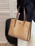 Contrast Binding Shoulder Tote Bag