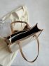 Bow Decor Contrast Binding Shoulder Tote Bag