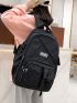 Release Buckle & Letter Patch Decor Functional Backpack