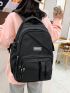 Release Buckle & Letter Patch Decor Functional Backpack