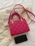 Mini Neon Pink Weave Detail Square Bag