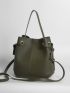 Litchi Embossed Bucket Bag With Purse