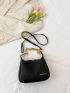 Letter Patch Decor Chain Hobo Bag