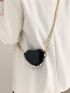 Mini Faux Pearl Decor Heart Design Novelty Bag