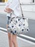 Floral Pattern Patch Detail Travel Bag